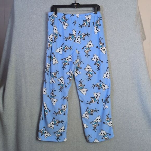 Disney Frozen Olaf Snowman Blue Fleece Pajama Set Women's L/XL - Picture 5 of 7